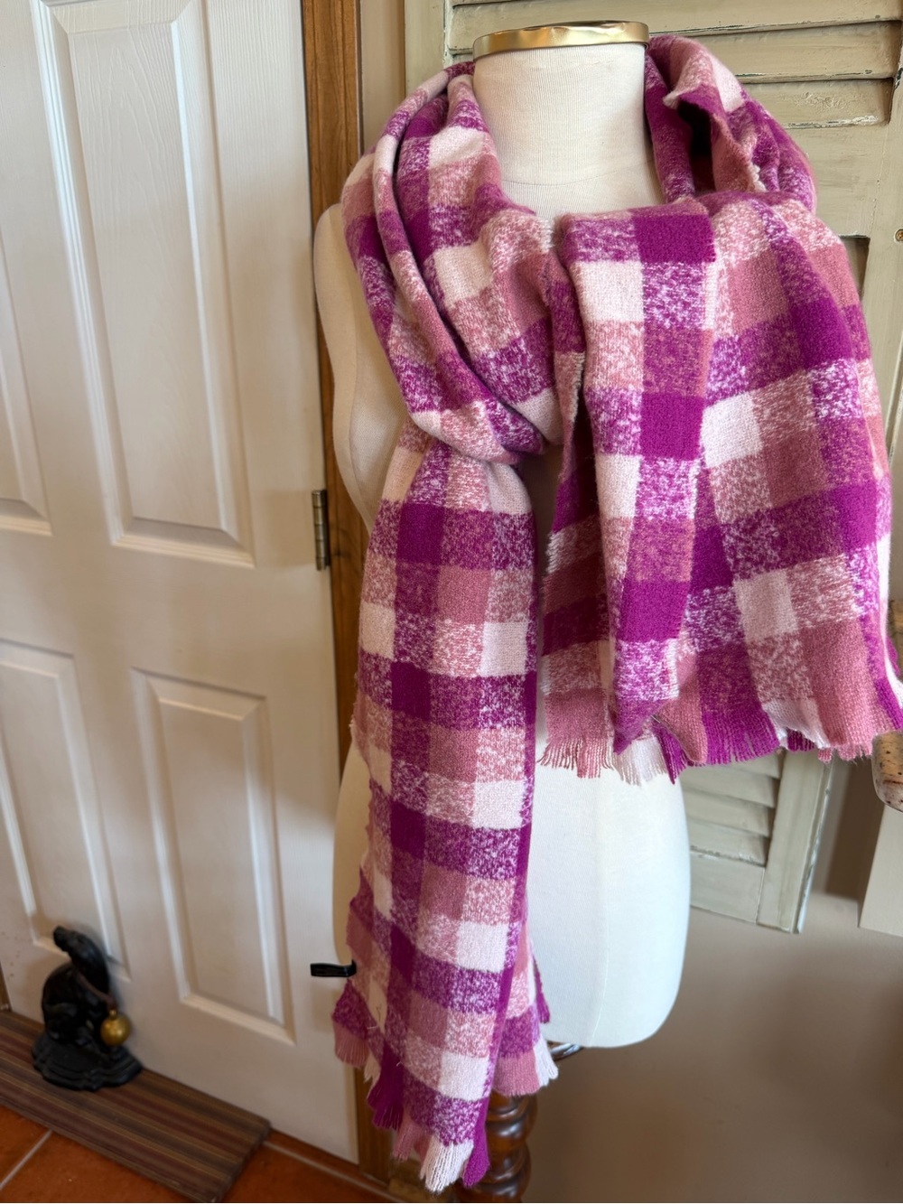 Pink & Pink Plaid Cozy Scarf